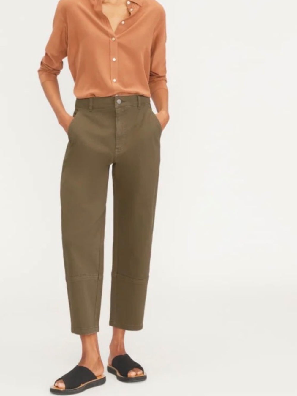 Everlane Utility Barrel Green Pants
